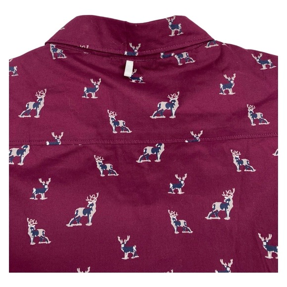 NEW Paper Denim and Cloth Mens Button Down Top Shirt M Maroon Short Sleeve - Picture 8 of 10